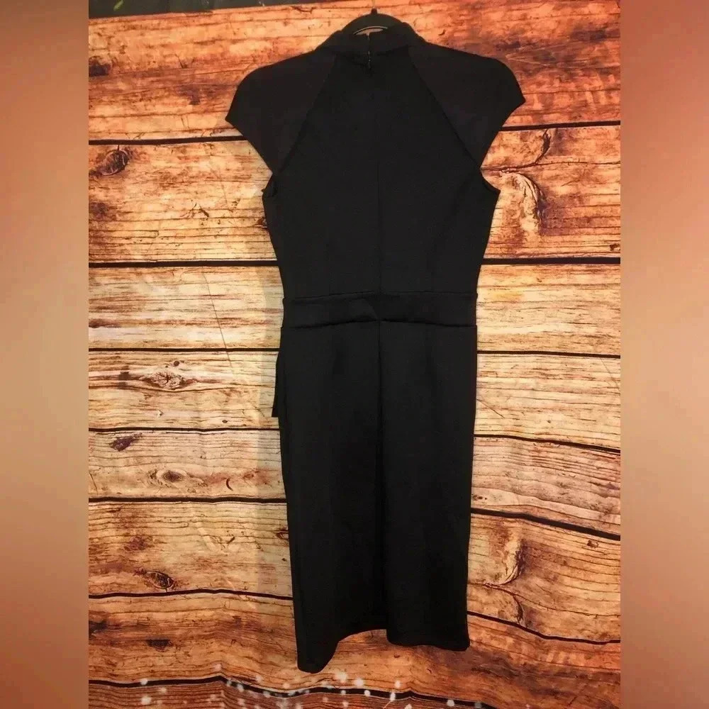Black Ruffle Cocktail Dress with wrap neck - Picture 12 of 16